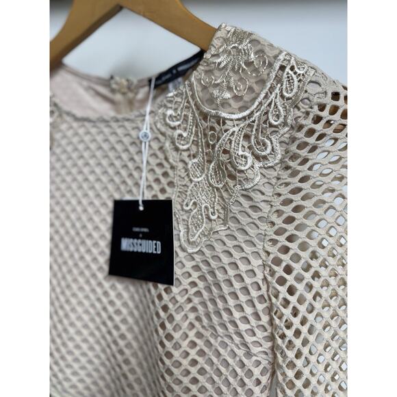 carli bybel missguided Nude Dress Size 4 body con grunge mesh net NWT SOLD OUT - Picture 5 of 7